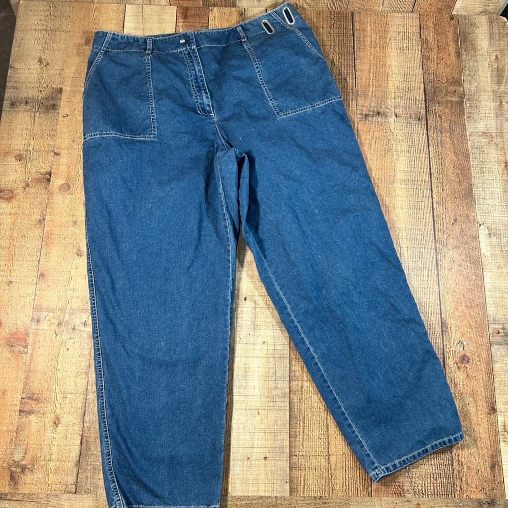 Ralph LAUREN Jeans Co Blue High Rise Wide Leg Denim Pants Jeans 20W Plus Grommet